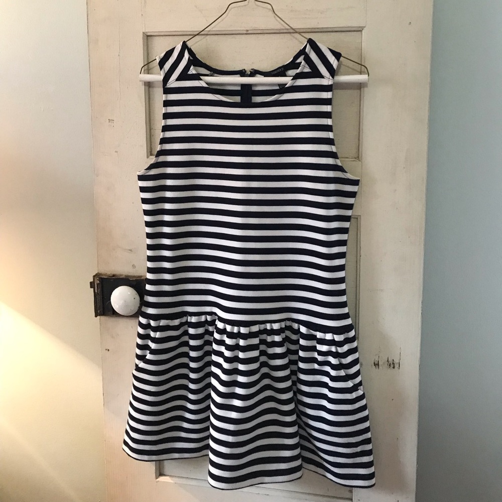 Very Cute! Blue and White Striped Short Dress